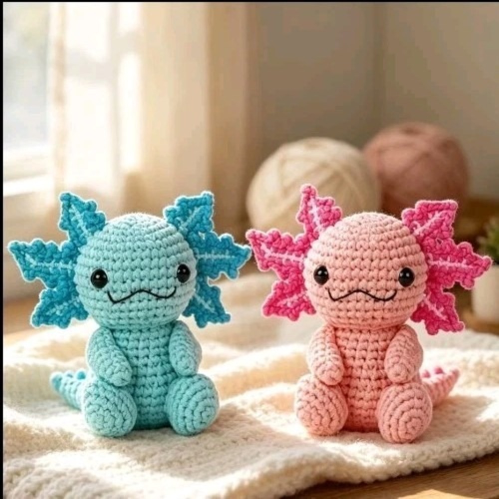 2pcs Axolotl Crochet Kit for Beginners Crochet Kit with Step-by-Step Tutorials